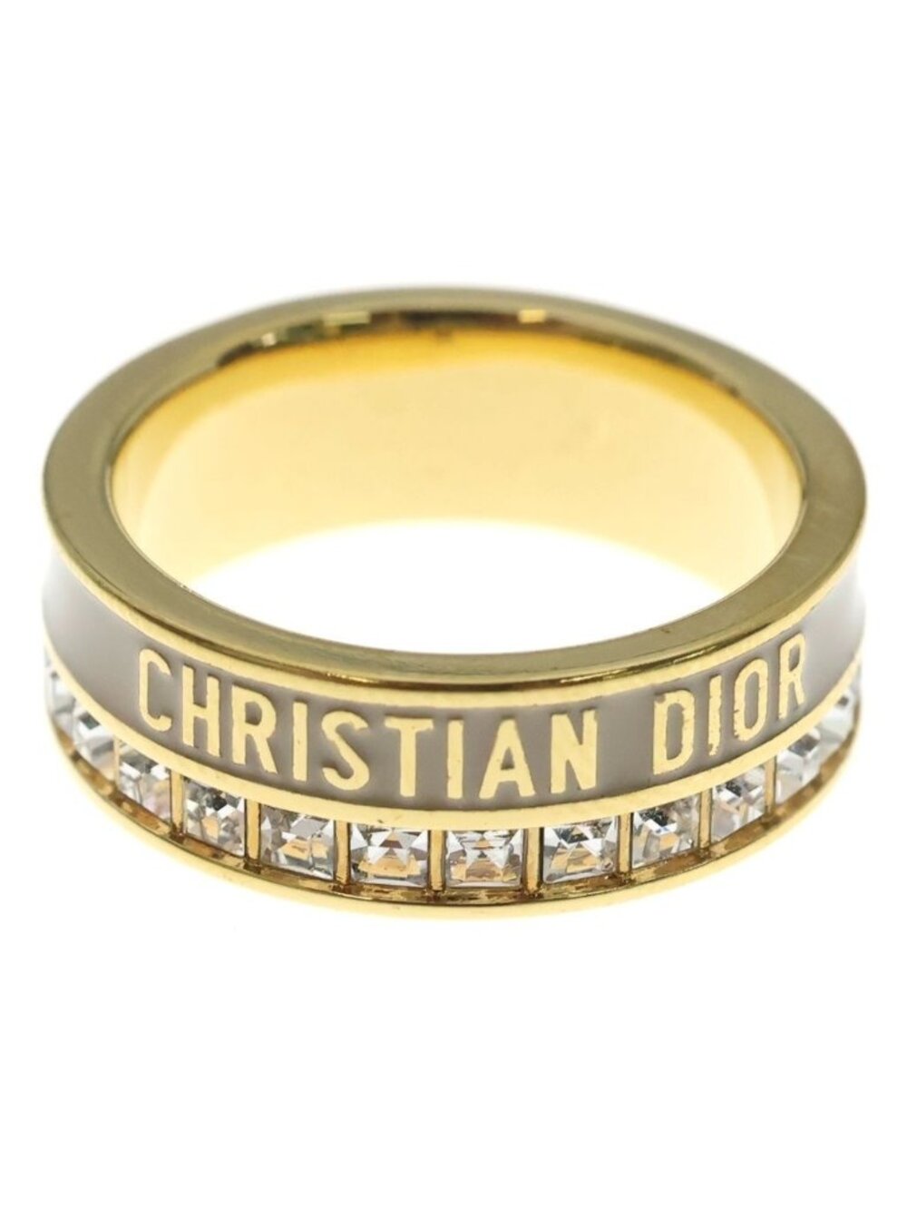 Dior Nightcode Ring Yellow Gold Beige Metal Rhinestone
